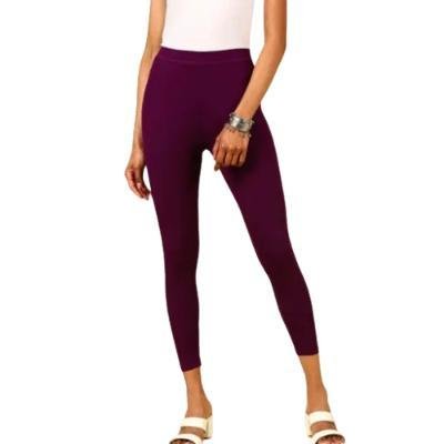 MADONA Ankel Lenth Western Wear Leggins (Solid) DarkPurple Pack of 1