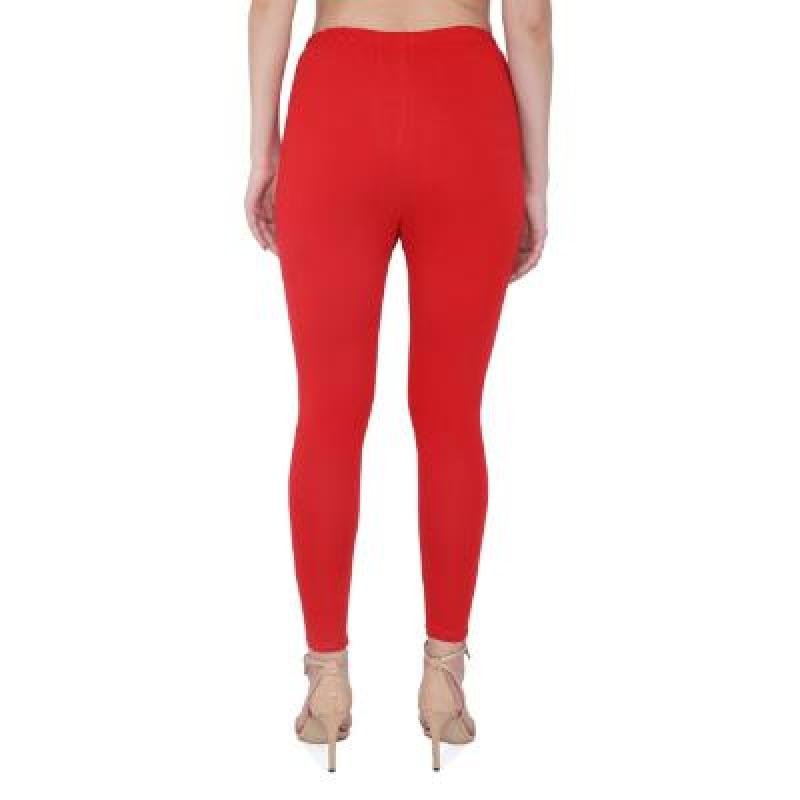 MADONA Ankel Lenth Western Wear Leggins (Solid) White,Red,Pack of 2