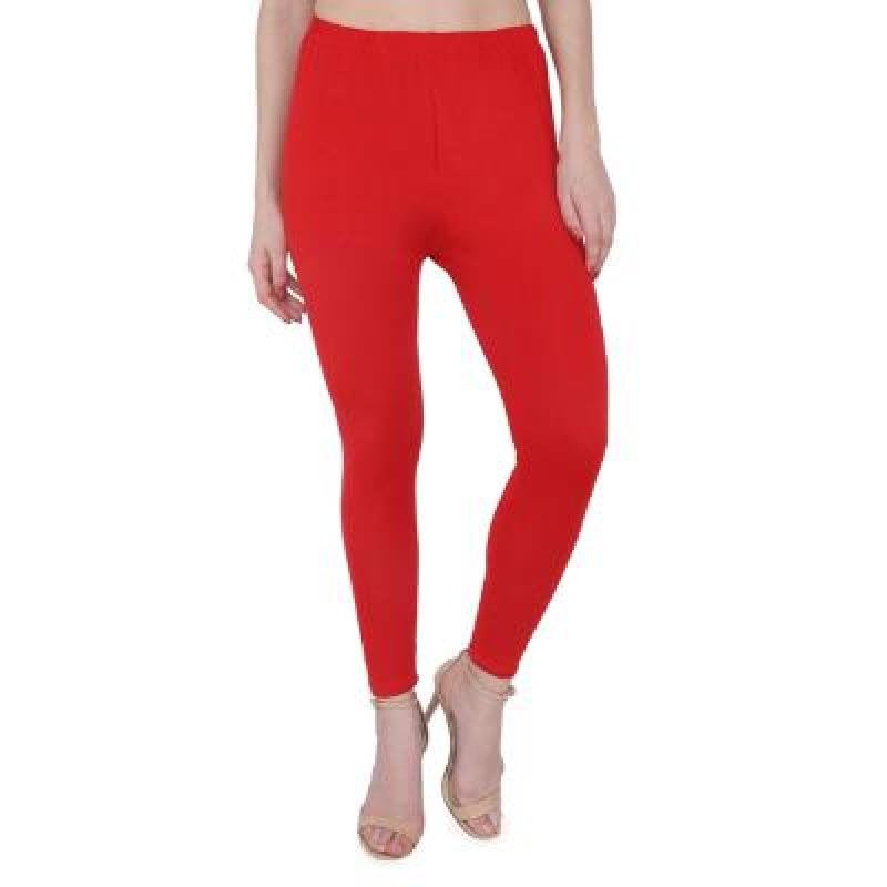 MADONA Ankel Lenth Western Wear Leggins (Solid) Red,Maroon,Pack of 2