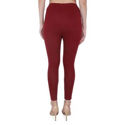MADONA Ankel Lenth Western Wear Leggins (Solid) Red,Maroon,Pack of 2