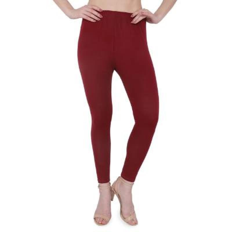 MADONA Ankel Lenth Western Wear Leggins (Solid) Red,Maroon,Pack of 2