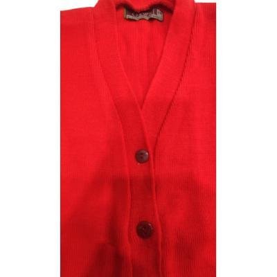 Cotton Blend  Sleepless  Font Open School Sweater for  Girls  Red  (Pack Of 1 )