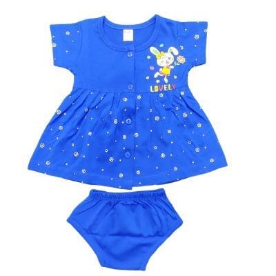 Pink Baby Girl's Front Open Frock With Panty (Neavy Blue) PACK OF 1