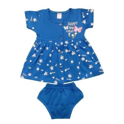 Pink Baby Girls Fornt Open Frock With Panty(Neavy Blue)PACK OF 1
