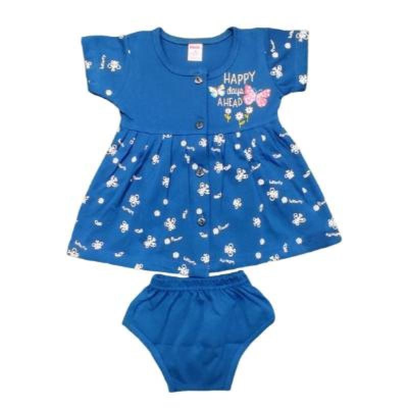Pink Baby Girls Fornt Open  Frock With Panty(Neavy Blue)PACK OF 1