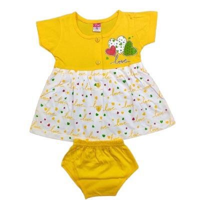 Pink Baby Girls Fornt Open Frock With Panty( Yellow)PACK OF 1