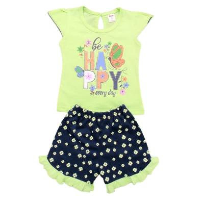 Pink Baby Girl's Back Side Open Top with Shorts (Light Green,Neavy Blue) PACK OF 1