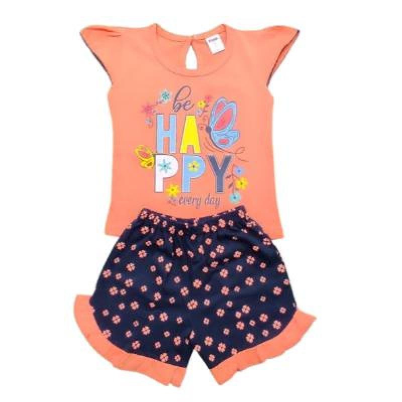 Pink Baby Girl's Back Side Open Top with Shorts (Peach,Neavy Blue) PACK OF 1