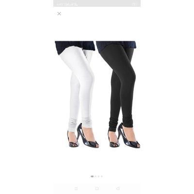 MADONA Full Lenth Western Wear Leggins (Solid) White & Black Pack of 2