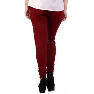 MADONA Full Lenth Western Wear Leggins (Solid) Maroon & Yellow Pack of 2